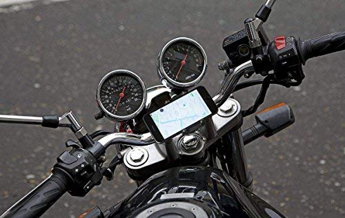 Rydonair Motorcycle Phone Mount with USB Charger Socket Power Outlet 5V/2.5A | Aluminum Motorcycle Handlebar Mount Compatible with Iphone X, 8 Plus, 8, 7 Plus, 7,6s, 6, Samsung Galaxy Note,etc (BLACK)